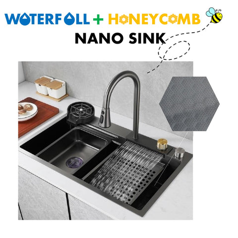 NOBEL Kitchen Sink HoneyComb + Waterfall SB-7545HoneyComb
