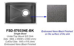 FSD-57033NE-BK EMBOSSED NANO BLACK UNDERMOUNT KITCHEN SINK