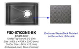 FSD-57033NE-BK EMBOSSED NANO BLACK UNDERMOUNT KITCHEN SINK
