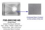 FSD-57031NE-NS EMBOSSED NANO SILVER UNDERMOUNT KITCHEN SINK