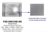 FSD-57031NE-NS EMBOSSED NANO SILVER UNDERMOUNT KITCHEN SINK