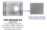 FSD-55033NE-NS EMBOSSED NANO UNDERMOUNT KITCHEN SINK