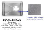FSD-55051NE-NS EMBOSSED NANO UNDERMOUNT KITCHEN SINK