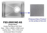 FSD-55051NE-NS EMBOSSED NANO UNDERMOUNT KITCHEN SINK
