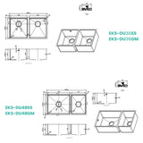 EVITA SUS 316 Kitchen Sink Undermount Double Bowl EKS-DU SERIES