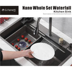 G.FERRETTI Kitchen Nano Sink Waterfall KSB7545(MGun)FA