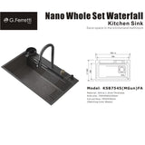 G.FERRETTI Kitchen Nano Sink Waterfall KSB7545(MGun)FA