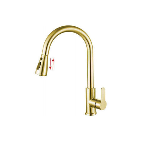 ZAFFiRO PF-5204SSBG BRUSHED GOLD PULL OUT SINK MIXER