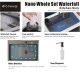 G.FERRETTI Kitchen Nano Sink Waterfall KSB7545(MGun)FA