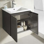 ZAFFIRO VANITY SET 304 SUS DARK WOOD Basin with Cabinet - Couple Door