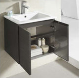 ZAFFIRO VANITY SET 304 SUS DARK WOOD Basin with Cabinet - Couple Door