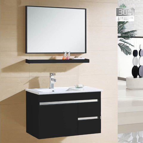 ZAFFIRO VANITY SET 304 SUS MATT BLACK Basin With Cabinet - Couple Door