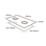 MÖWE 78cm 2 Burners Wi-Fi Glass Hob MW270G