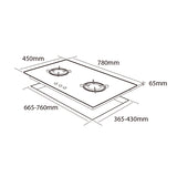 MÖWE 78cm 2 Burners Wi-Fi Glass Hob MW270G
