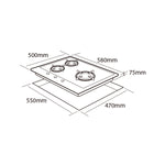 MÖWE 60cm 3 Burners Wi-Fi Stainless Steel Hob MW360S