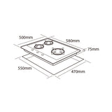 MÖWE 60cm 3 Burners Wi-Fi Stainless Steel Hob MW360S