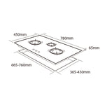 MÖWE 78cm 3 Burners Wi-Fi Glass Hob MW370G