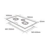 MÖWE 78cm 3 Burners Wi-Fi Glass Hob MW370G