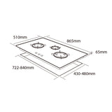 MÖWE 90cm 3 Burners Wi-Fi Glass Hob MW390G