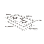 MÖWE 90cm 3 Burners Wi-Fi Stainless Steel Hob MW390S