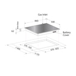 MAYER 86cm 3 Burner Glass Gas Hob MMGH883HI