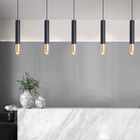 PENDANT LIGHT (Black with Gold Tube) HL-6050
