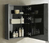 ZAFFIRO VANITY SET 304 SUS GLOSS BLACK Basin Cabinet & Mirror Cabinet - Couple Door