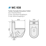 MAGNUM Turbo Tornado One Piece Water Closet WC 938BK