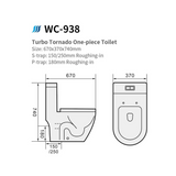 MAGNUM Turbo Tornado One Piece Water Closet WC 938BK
