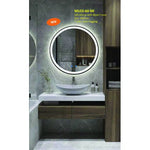 BLACK FRAME ROUND MIRROR WITH LED MLED-60-BK