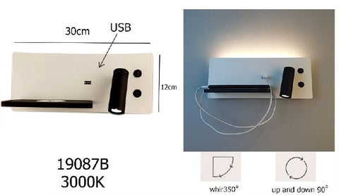 WALL LIGHT with Phone Holder and USB Pot 19087B